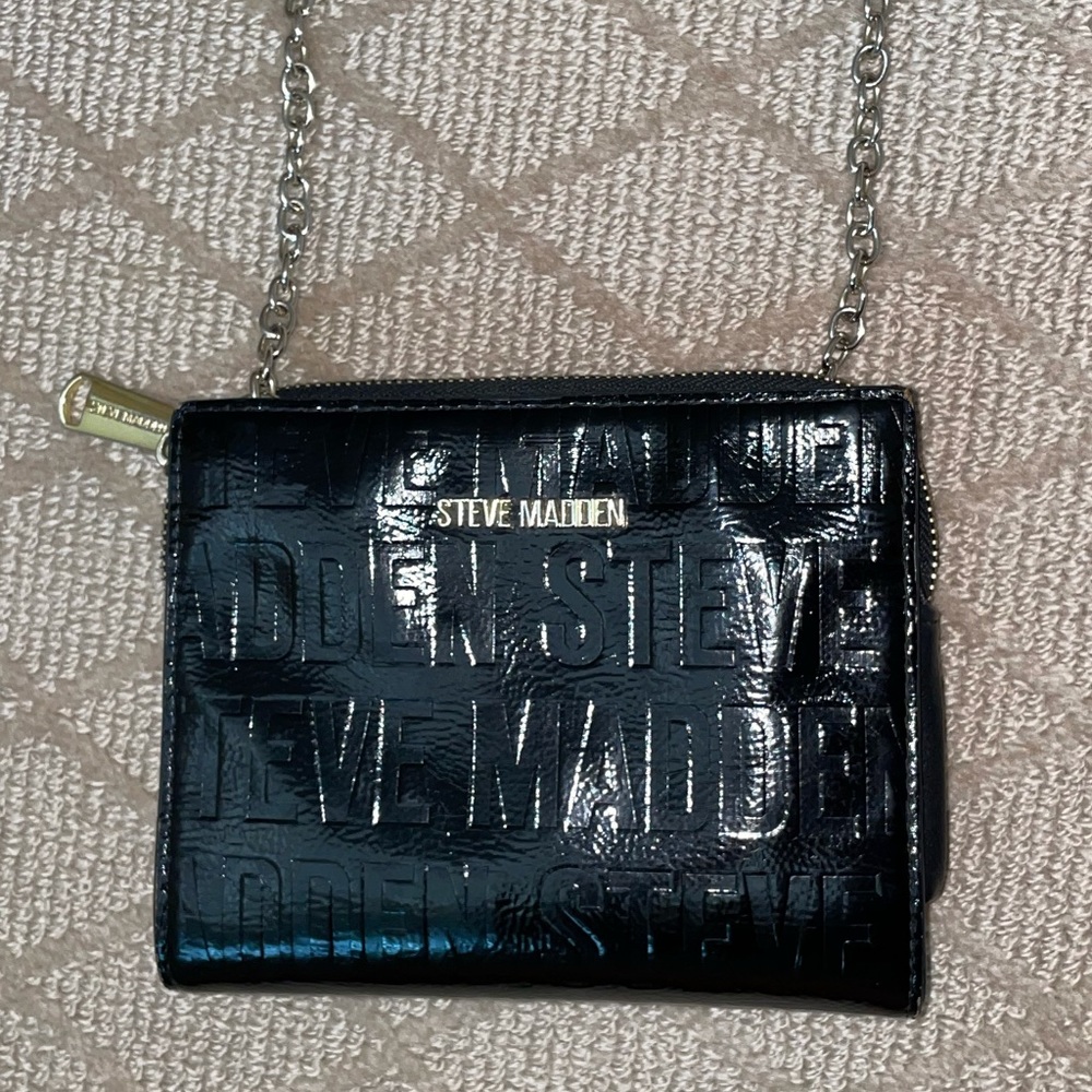 Steve Madden Embossed Chain Leather Shoulder Purse